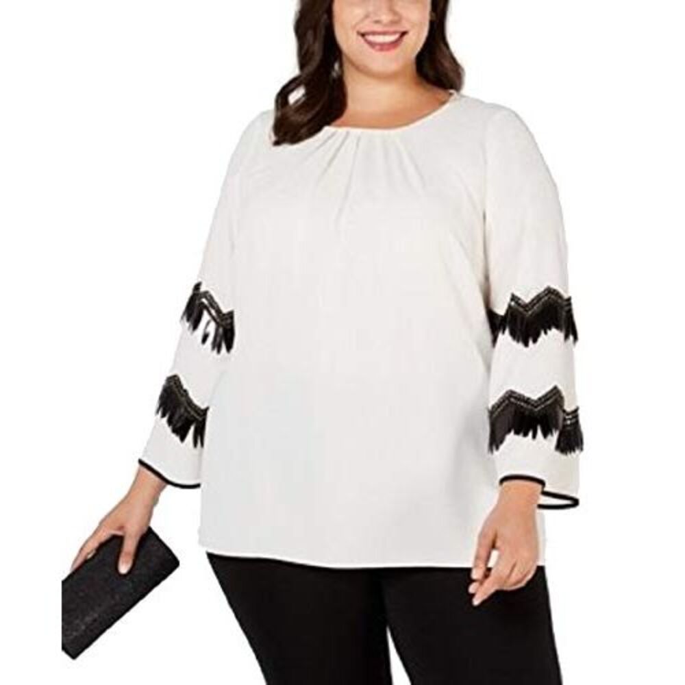 Alfani Plus Size Embellished-Sleeve Blouse